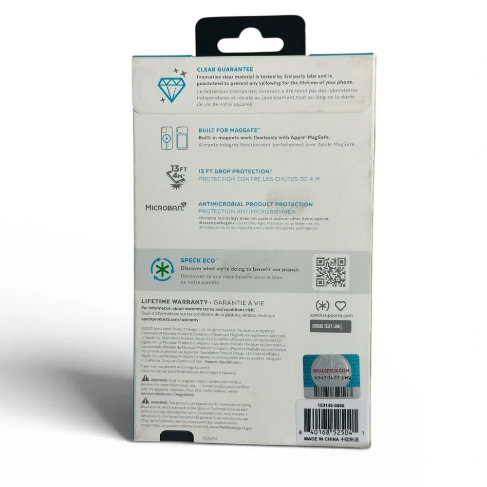 Speck Presidio Perfect-Clear MagSafe Case designed for the iPhone 14 Pro NWT